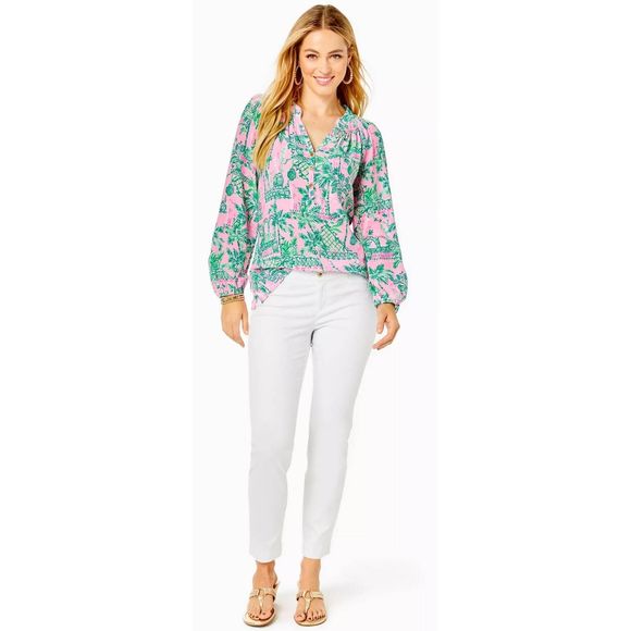 Lilly pulitzer  Kelly Textured Ankle Length Skinny Pant size 8 - Picture 1 of 10